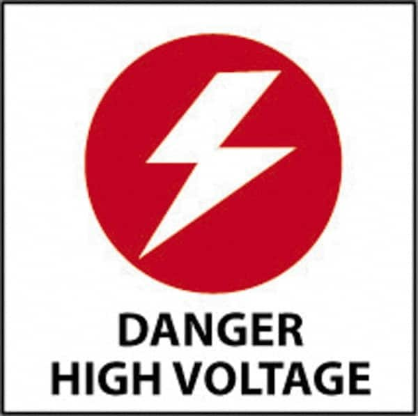 NMC - "Danger - High Voltage", 7" Long x 7" Wide, Rigid Plastic Safety Sign - Square, 0.05" Thick, Use for Accident Prevention - Makers Industrial Supply