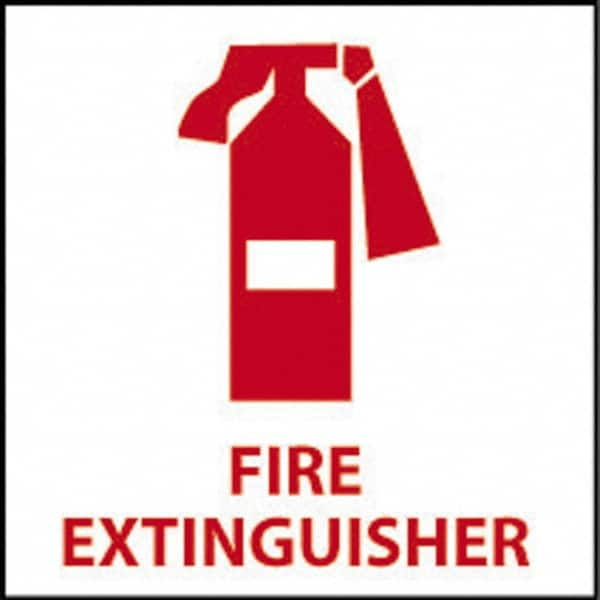 NMC - Fire Extinguisher, Pressure Sensitive Vinyl Fire Sign - 7" Wide x 7" High - Makers Industrial Supply