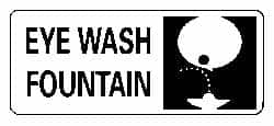 NMC - "Eye Wash Fountain", 7" Long x 17" Wide, Pressure-Sensitive Vinyl Safety Sign - Rectangle, 0.004" Thick, Use for First Aid - Makers Industrial Supply