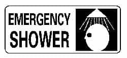 NMC - "Emergency Shower", 7" Long x 17" Wide, Pressure-Sensitive Vinyl Safety Sign - Rectangle, 0.004" Thick, Use for First Aid - Makers Industrial Supply