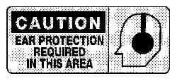 NMC - "Caution - Ear Protection Required", 7" Long x 17" Wide, Rigid Plastic Safety Sign - Rectangle, 0.05" Thick, Use for Accident Prevention - Makers Industrial Supply