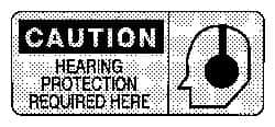 NMC - "Caution - Hearing Protection Required Here", 7" Long x 17" Wide, Pressure-Sensitive Vinyl Safety Sign - Rectangle, 0.004" Thick, Use for Accident Prevention - Makers Industrial Supply