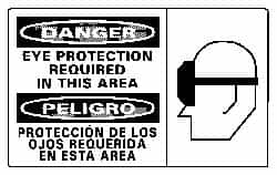 NMC - "Danger - Eye Protection Required in This Area", 10" Long x 18" Wide, Rigid Plastic Safety Sign - Rectangle, 0.05" Thick, Use for Accident Prevention - Makers Industrial Supply