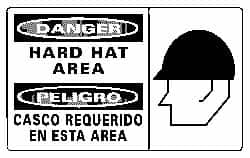 NMC - "Danger - Hard Hat Area", 10" Long x 18" Wide, Rigid Plastic Safety Sign - Rectangle, 0.05" Thick, Use for Accident Prevention - Makers Industrial Supply