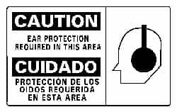 NMC - "Caution - Ear Protection Required in This Area", 10" Long x 18" Wide, Rigid Plastic Safety Sign - Rectangle, 0.05" Thick, Use for Accident Prevention - Makers Industrial Supply