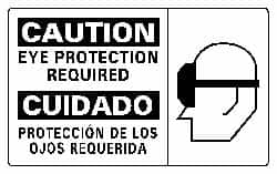 NMC - "Caution - Eye Protection Required", 10" Long x 18" Wide, Pressure-Sensitive Vinyl Safety Sign - Rectangle, 0.004" Thick, Use for Accident Prevention - Makers Industrial Supply