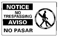 NMC - "Notice - No Trespassing", 10" Long x 18" Wide, Pressure-Sensitive Vinyl Safety Sign - Rectangle, 0.004" Thick, Use for Security & Admittance - Makers Industrial Supply