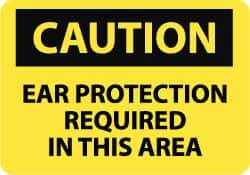 NMC - "Caution - Ear Protection Required in This Area", 10" Long x 14" Wide, Aluminum Safety Sign - Rectangle, 0.04" Thick, Use for Accident Prevention - Makers Industrial Supply