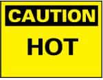 NMC - "Caution - Hot", 10" Long x 14" Wide, Rigid Plastic Safety Sign - Rectangle, 0.05" Thick, Use for Hazardous Materials - Makers Industrial Supply