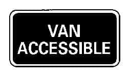 NMC - "Van Accessible", 12" Wide x 6" High, Aluminum ADA Signs - 0.063" Thick, White on Blue, Rectangle, Post Mount - Makers Industrial Supply