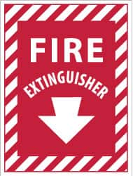 NMC - Fire Extinguisher, Pressure Sensitive Vinyl Fire Sign - 9" Wide x 12" High - Makers Industrial Supply