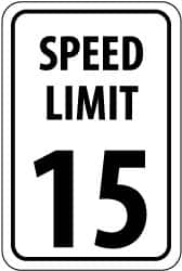 NMC - "Speed Limit 15", 18" Wide x 24" High, Aluminum Speed Limit Signs - 0.08" Thick, Black on White, High Intensity Reflectivity, Rectangle, Post Mount - Makers Industrial Supply