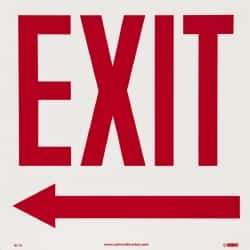 NMC - Exit, Pressure Sensitive Vinyl Exit Sign - 10" Wide x 10" High, Glow-in-the-Dark - Makers Industrial Supply