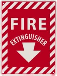 NMC - Fire Extinguisher, Rigid Plastic Fire Sign - 9" Wide x 12" High, Glow-in-the-Dark - Makers Industrial Supply