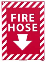 NMC - Fire Hose, Rigid Plastic Fire Sign - 9" Wide x 12" High, Glow-in-the-Dark - Makers Industrial Supply