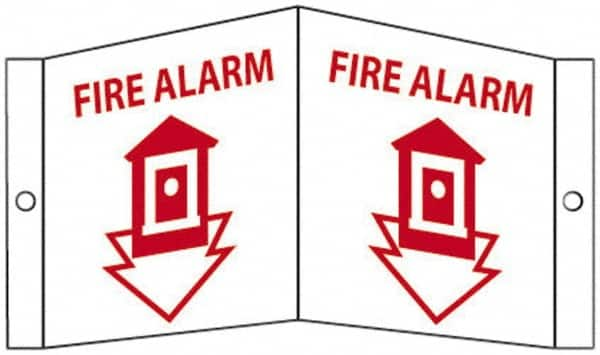 NMC - Fire Alarm, Acrylic Fire Sign - 8-3/4" Wide x 5-3/4" High - Makers Industrial Supply