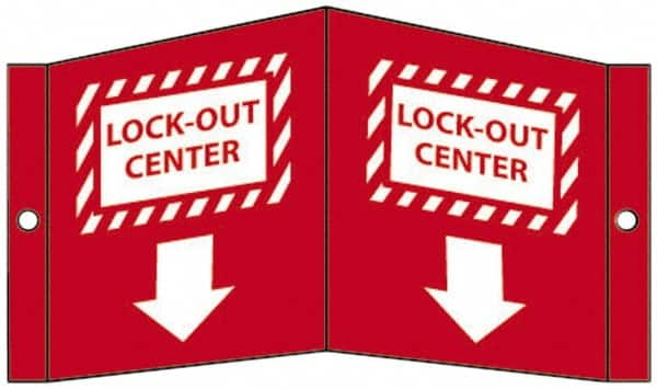 NMC - "Lock-Out Center", 5-3/4" Long x 8-3/4" Wide, Rigid Plastic Safety Sign - Rectangle, 0.125" Thick, Use for Accident Prevention - Makers Industrial Supply