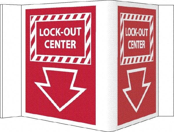 NMC - "Lock-Out Center", 5-3/4" Long x 8-3/4" Wide, Rigid Plastic Safety Sign - Rectangle, 0.125" Thick, Use for Accident Prevention - Makers Industrial Supply