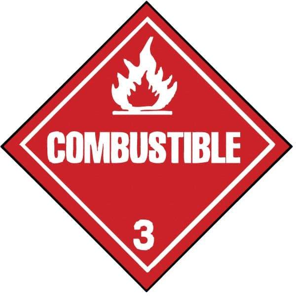 NMC - 10-3/4" Wide x 10-3/4" High, Pressure-Sensitive Vinyl Placard - White on Red, UV Resistant, Chemical Resistant, Graffiti Proof - Makers Industrial Supply