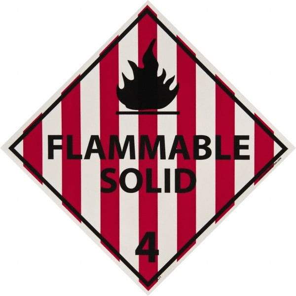 NMC - 10-3/4" Wide x 10-3/4" High, Pressure-Sensitive Vinyl Placard - Red & Black on White, UV Resistant, Chemical Resistant, Graffiti Proof - Makers Industrial Supply