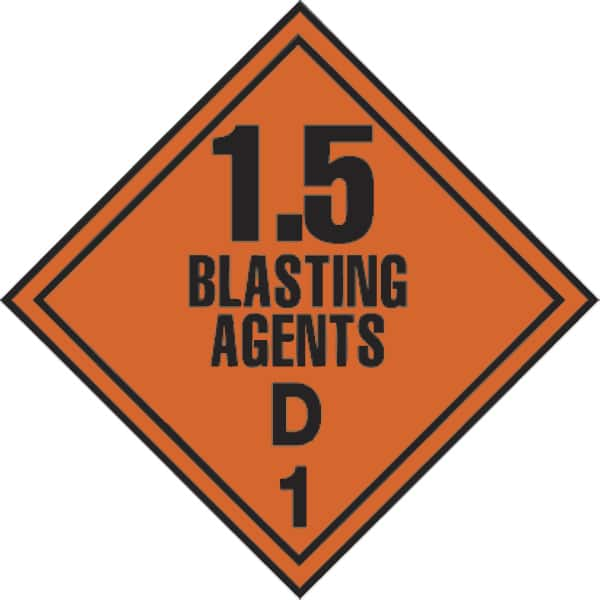 NMC - 10-3/4" Wide x 10-3/4" High, Pressure-Sensitive Vinyl Placard - Black on Orange, UV Resistant, Chemical Resistant, Graffiti Proof - Makers Industrial Supply