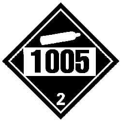 NMC - DOT - Shipping & Vehicle - 1005, 10-3/4" Wide x 10-3/4" High, Pressure-Sensitive Vinyl Placard - Black & White on Green, UV Resistant, Chemical Resistant, Graffiti Proof - Makers Industrial Supply