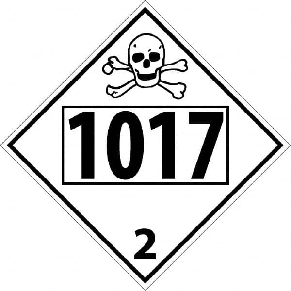 NMC - DOT - Shipping & Vehicle - 1017, 10-3/4" Wide x 10-3/4" High, Rigid Plastic Placard - Black on White, UV Resistant, Chemical Resistant, Graffiti Proof - Makers Industrial Supply