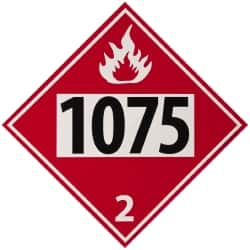 NMC - DOT - Shipping & Vehicle - 1075, 10-3/4" Wide x 10-3/4" High, Pressure-Sensitive Vinyl Placard - Black & Red on White, UV Resistant, Chemical Resistant, Graffiti Proof - Makers Industrial Supply