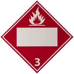 NMC - 10-3/4" Wide x 10-3/4" High, Pressure-Sensitive Vinyl Placard - White on Red, UV Resistant, Chemical Resistant, Graffiti Proof - Makers Industrial Supply