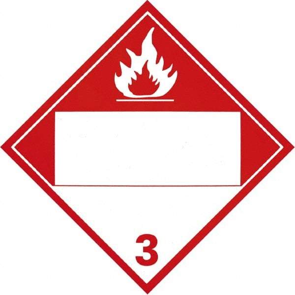 NMC - 10-3/4" Wide x 10-3/4" High, Pressure-Sensitive Vinyl Placard - White on Red, UV Resistant, Chemical Resistant, Graffiti Proof - Makers Industrial Supply