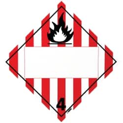 NMC - 10-3/4" Wide x 10-3/4" High, Pressure-Sensitive Vinyl Placard - Red & Black on White, UV Resistant, Chemical Resistant, Graffiti Proof - Makers Industrial Supply