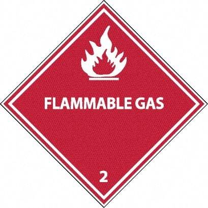 NMC - Flammable Gas DOT Shipping Label - 4" High x 4" Wide - Makers Industrial Supply