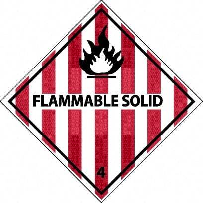 NMC - Flammable Solid DOT Shipping Label - 4" High x 4" Wide - Makers Industrial Supply