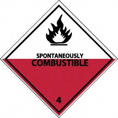 NMC - Spontaneously Combustible DOT Shipping Label - 4" High x 4" Wide - Makers Industrial Supply