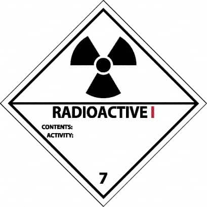 NMC - Radioactive I Contents: Activity: DOT Shipping Label - 4" High x 4" Wide - Makers Industrial Supply