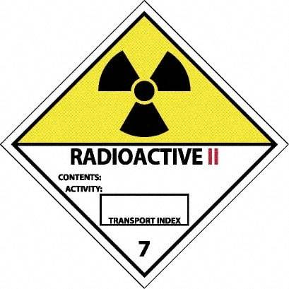 NMC - Radioactive II Contents: Activity: Transport Index DOT Shipping Label - 4" High x 4" Wide - Makers Industrial Supply