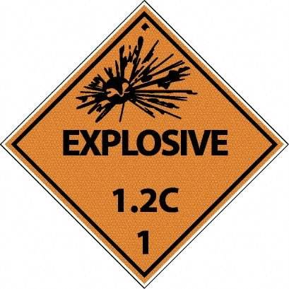 NMC - Explosive 1.2C DOT Shipping Label - 4" High x 4" Wide - Makers Industrial Supply