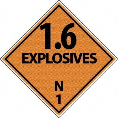 NMC - 1.6 Explosive N DOT Shipping Label - 4" High x 4" Wide - Makers Industrial Supply