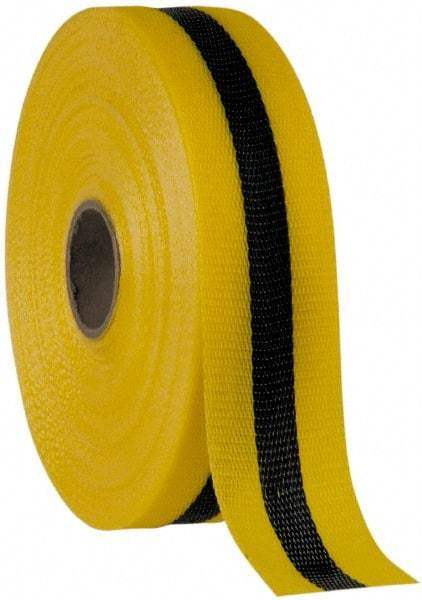 NMC - 150' Long x 2" Wide Roll, Woven Polyethylene, Black & Yellow Barricade Tape - Makers Industrial Supply