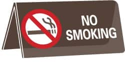 NMC - No Smoking, 5" Wide x 3" High, Acrylic Sign - English, Red & White on Brown, Wall Mount - Makers Industrial Supply