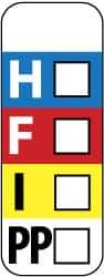 NMC - Hazardous Materials Label - Legend: H - F - I - PP, English, Black, Blue, Red, Yellow & White, 3" Long x 1" High, Sign Muscle Finish - Makers Industrial Supply