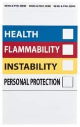 NMC - "Health - Flammability - Instability - Personal Protection", 6" Long x 4" Wide, Pressure-Sensitive Vinyl Safety Sign - Rectangle, 0.004" Thick, Use for Hazardous Materials - Makers Industrial Supply