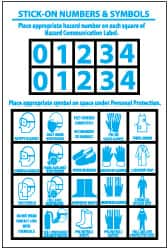 NMC - "Stick-On Numbers & Symbols", 6" Long x 4" Wide, Pressure-Sensitive Vinyl Safety Sign - Rectangle, 0.004" Thick, Use for Hazardous Materials - Makers Industrial Supply