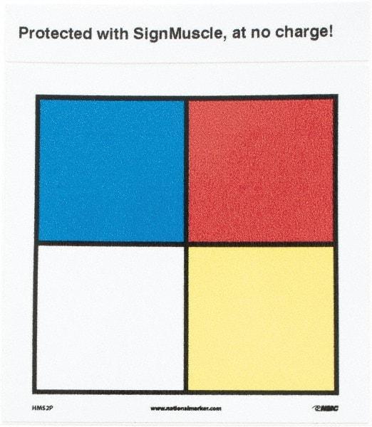 NMC - "Hazardous Materials Systems", 2-1/2" Long x 2-1/2" Wide, Pressure-Sensitive Vinyl Safety Sign - Square, 0.004" Thick, Use for Hazardous Materials - Makers Industrial Supply