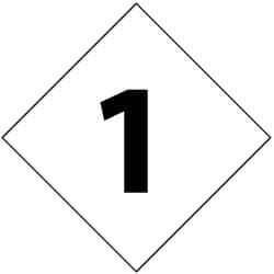 NMC - Hazardous Materials Label - Legend: Number 1, English, Black & White, 1-1/4" Long x 1-1/4" High, Sign Muscle Finish - Makers Industrial Supply