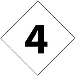 NMC - Hazardous Materials Label - Legend: Number, English, Black & White, 1-1/4" Long x 1-1/4" High, Sign Muscle Finish - Makers Industrial Supply