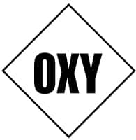 NMC - Hazardous Materials Label - Legend: Oxy, English, Black & White, 5" Long x 5" High, Sign Muscle Finish - Makers Industrial Supply