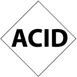 NMC - Hazardous Materials Label - Legend: Acid, English, Black & White, 1-1/4" Long x 1-1/4" High, Sign Muscle Finish - Makers Industrial Supply