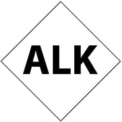 NMC - Hazardous Materials Label - Legend: Alk, English, Black & White, 1-1/4" Long x 1-1/4" High, Sign Muscle Finish - Makers Industrial Supply