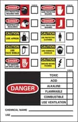 NMC - "Chemical ID", 5" Long x 3" Wide, Pressure-Sensitive Vinyl Safety Sign - Rectangle, 0.004" Thick, Use for Hazardous Materials - Makers Industrial Supply